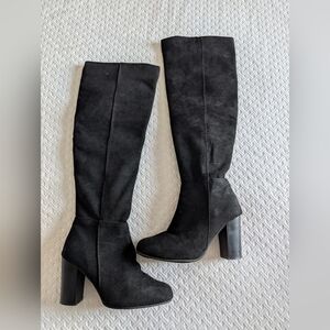 Ardene | Suede Black Over the Knee Boots